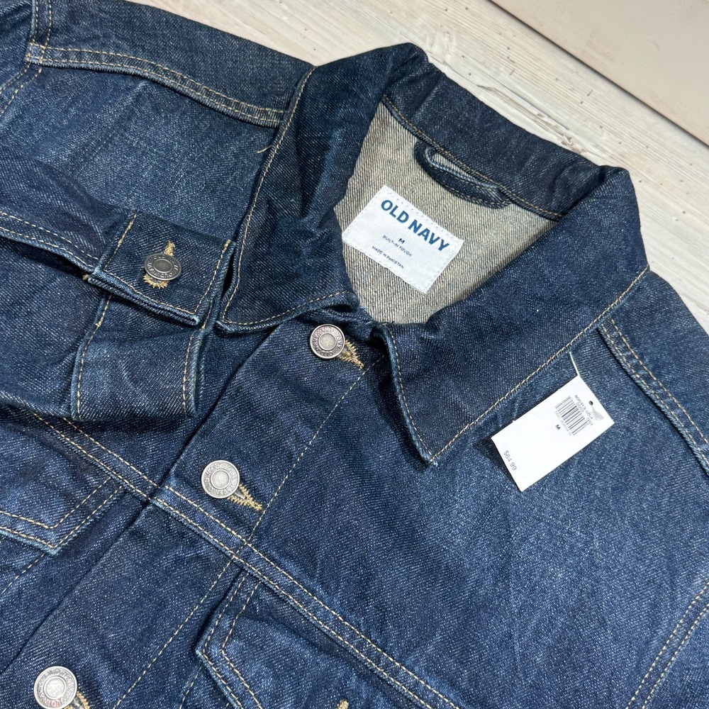 Old Navy Built In Tough Trucker Jean‎ Jacket Men's Sz M Blue Denim Classic NEW